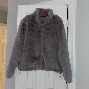 Zella Chevron Faux Fur Bomber Jacket